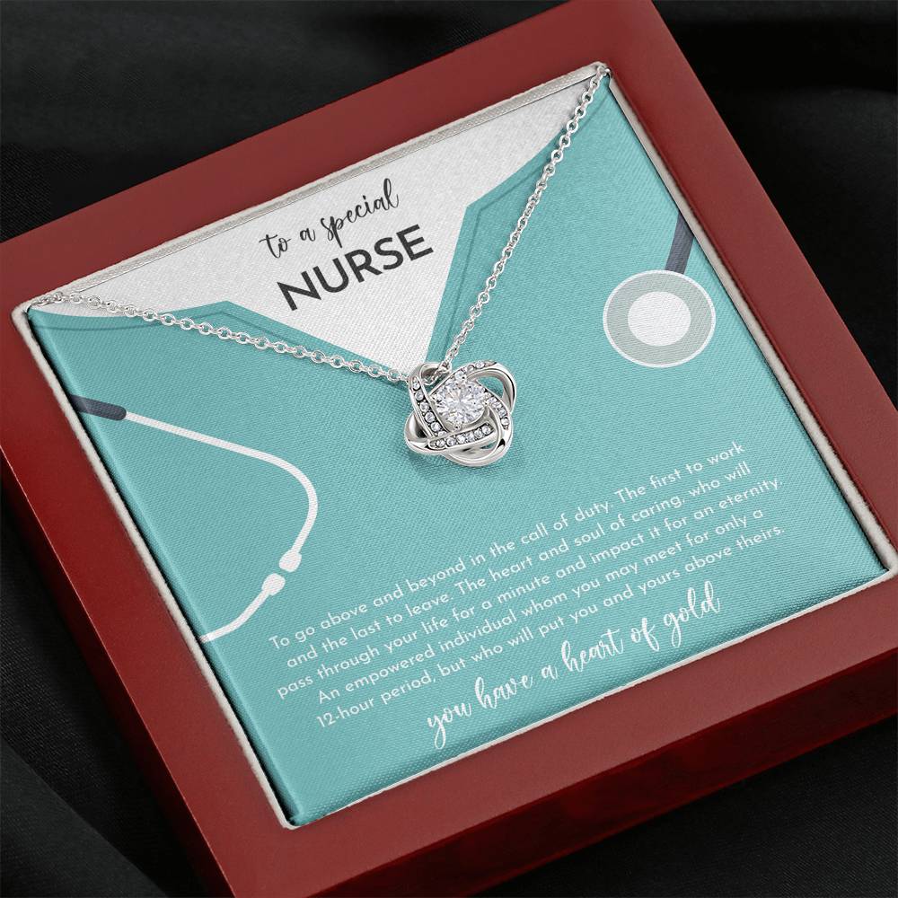 To A Special Nurse - Above And Beyond - Love Knot Necklace - Celeste Jewel