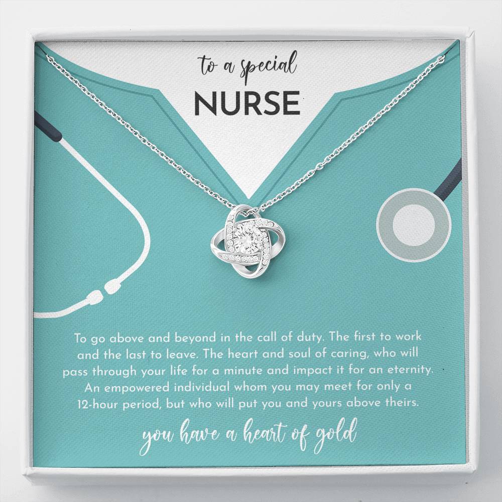 To A Special Nurse - Above And Beyond - Love Knot Necklace - Celeste Jewel