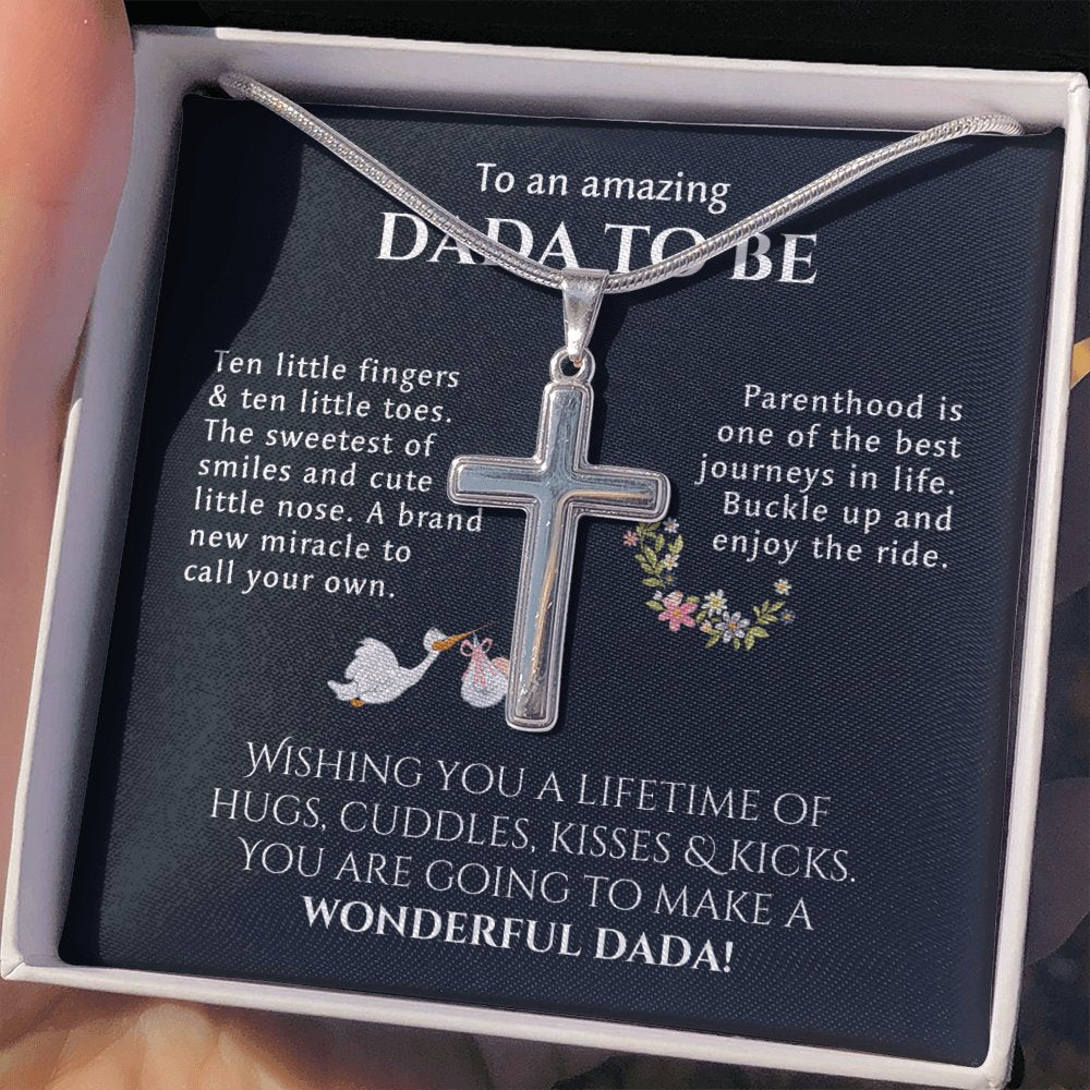 To An Amazing Dada To Be - Gift For New Dad - Personalized Cross Necklace - Celeste Jewel