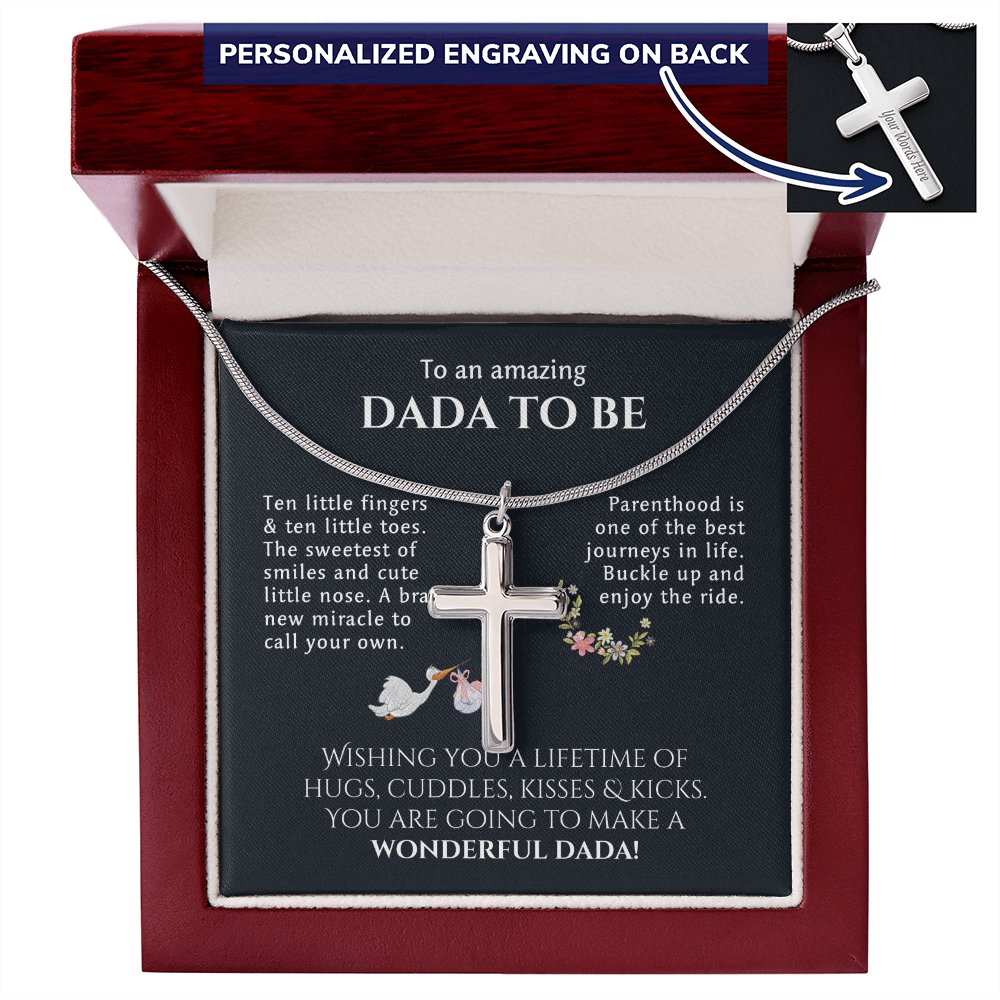 To An Amazing Dada To Be - Gift For New Dad - Personalized Cross Necklace - Celeste Jewel