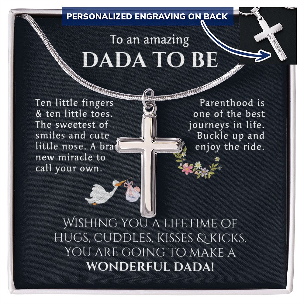 To An Amazing Dada To Be - Gift For New Dad - Personalized Cross Necklace - Celeste Jewel