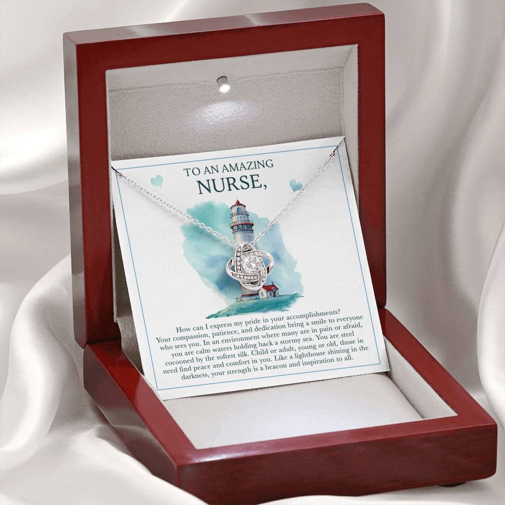 To An Amazing Nurse - Like A Lighthouse - Love Knot Necklace - Celeste Jewel