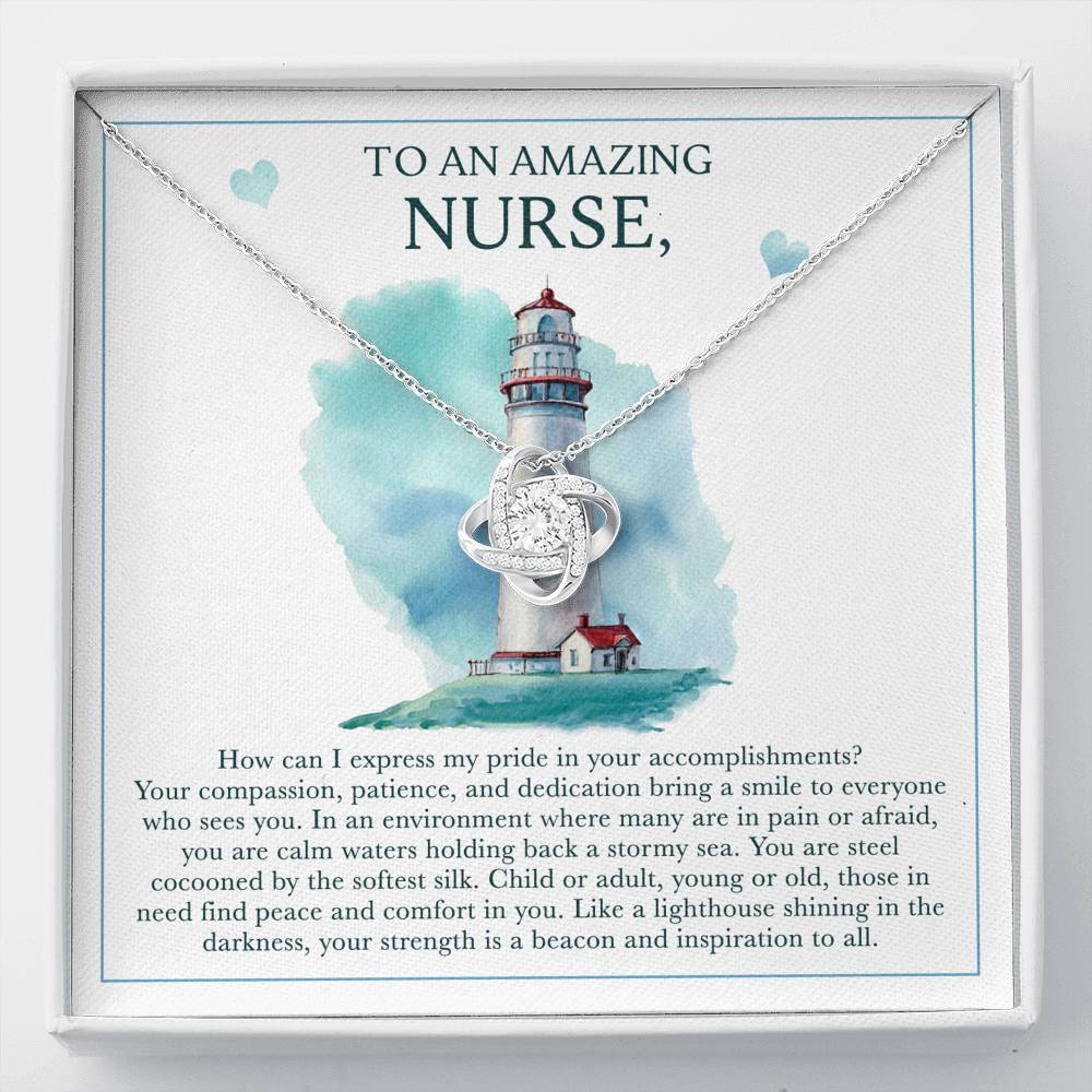 To An Amazing Nurse - Like A Lighthouse - Love Knot Necklace - Celeste Jewel