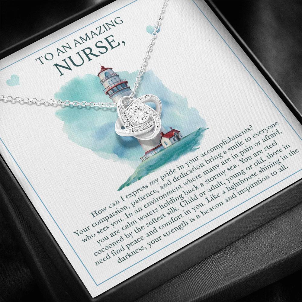 To An Amazing Nurse - Like A Lighthouse - Love Knot Necklace - Celeste Jewel
