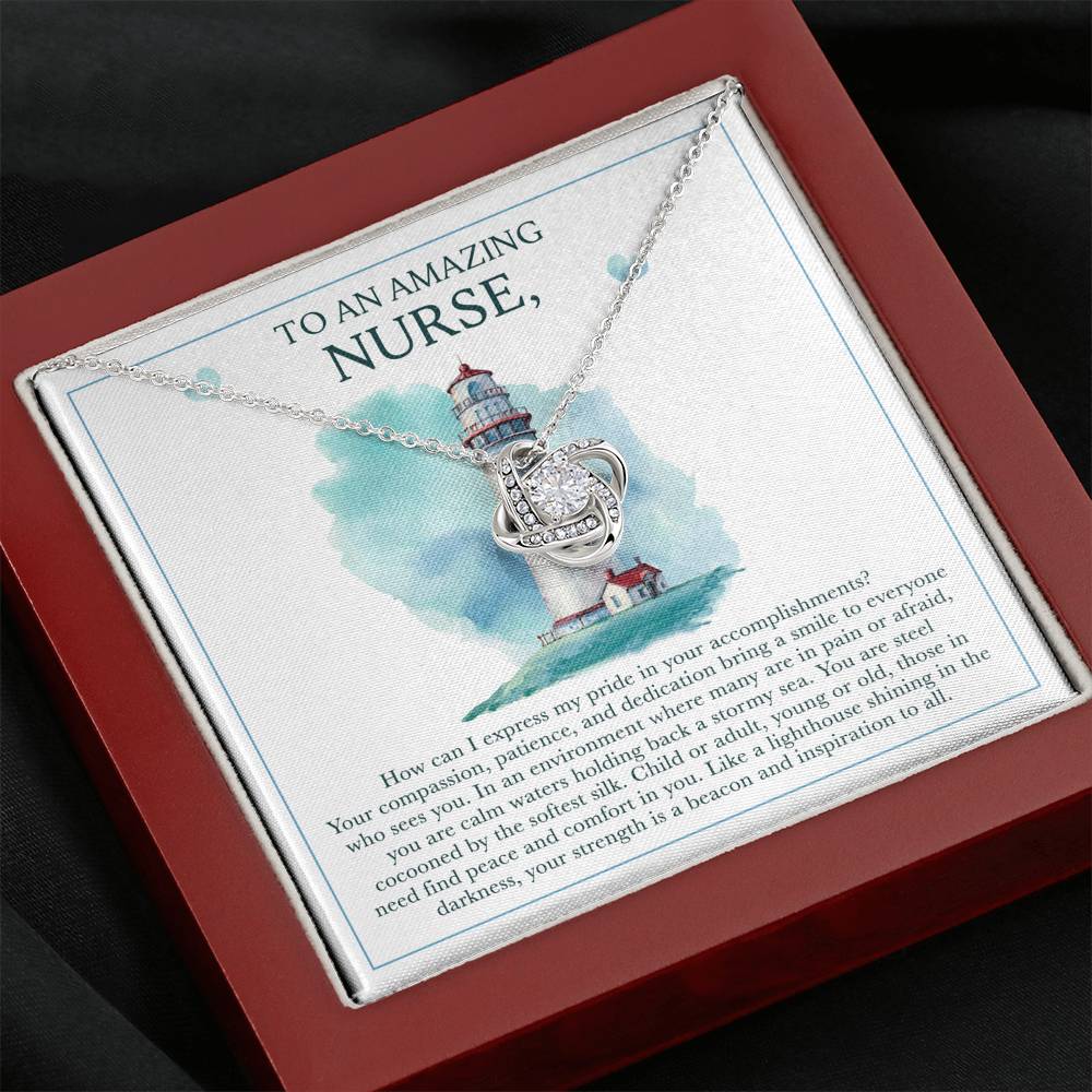 To An Amazing Nurse - Like A Lighthouse - Love Knot Necklace - Celeste Jewel