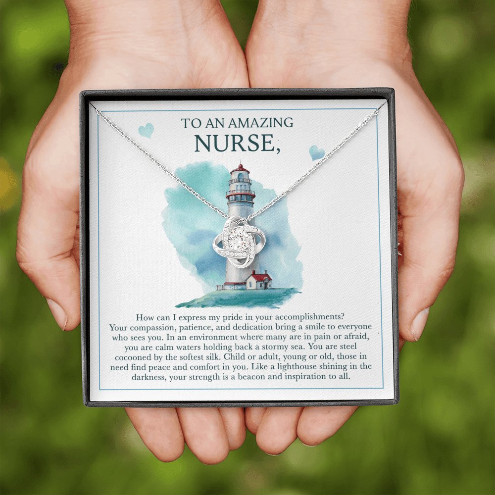 To An Amazing Nurse - Like A Lighthouse - Love Knot Necklace - Celeste Jewel
