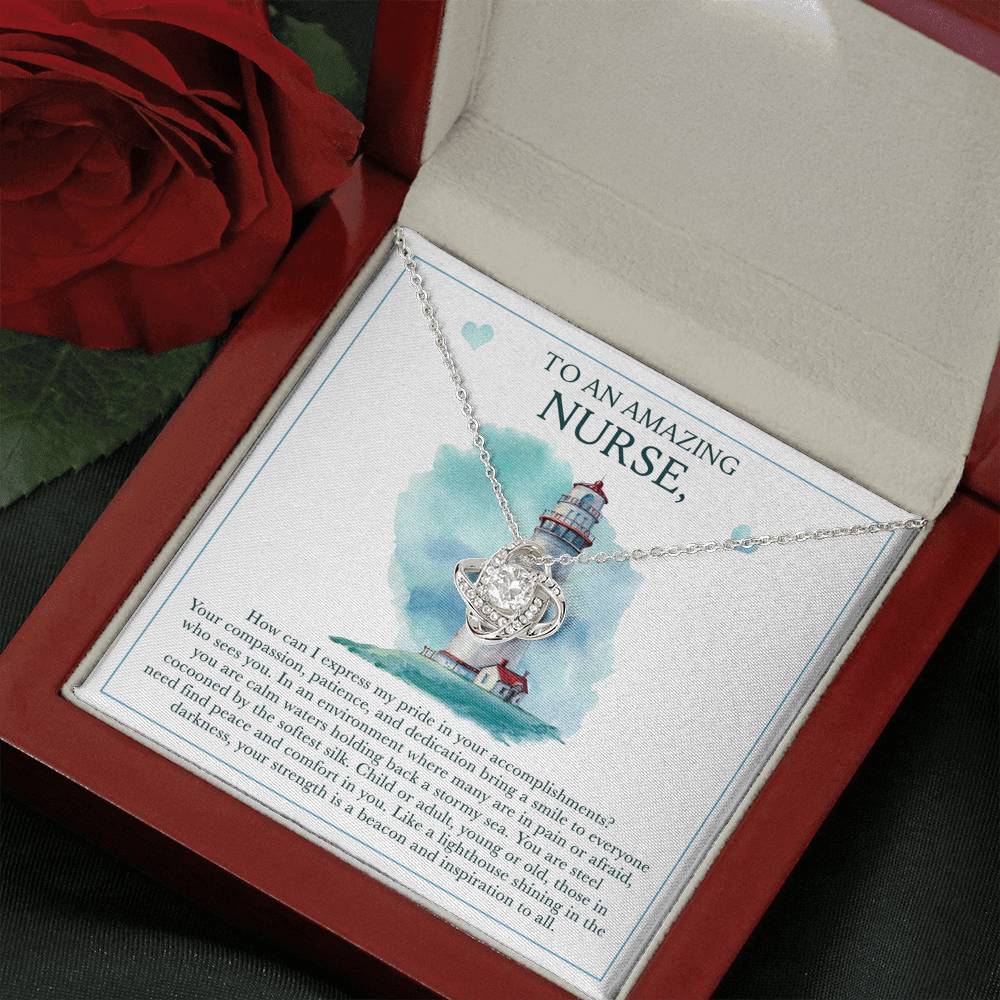 To An Amazing Nurse - Like A Lighthouse - Love Knot Necklace - Celeste Jewel