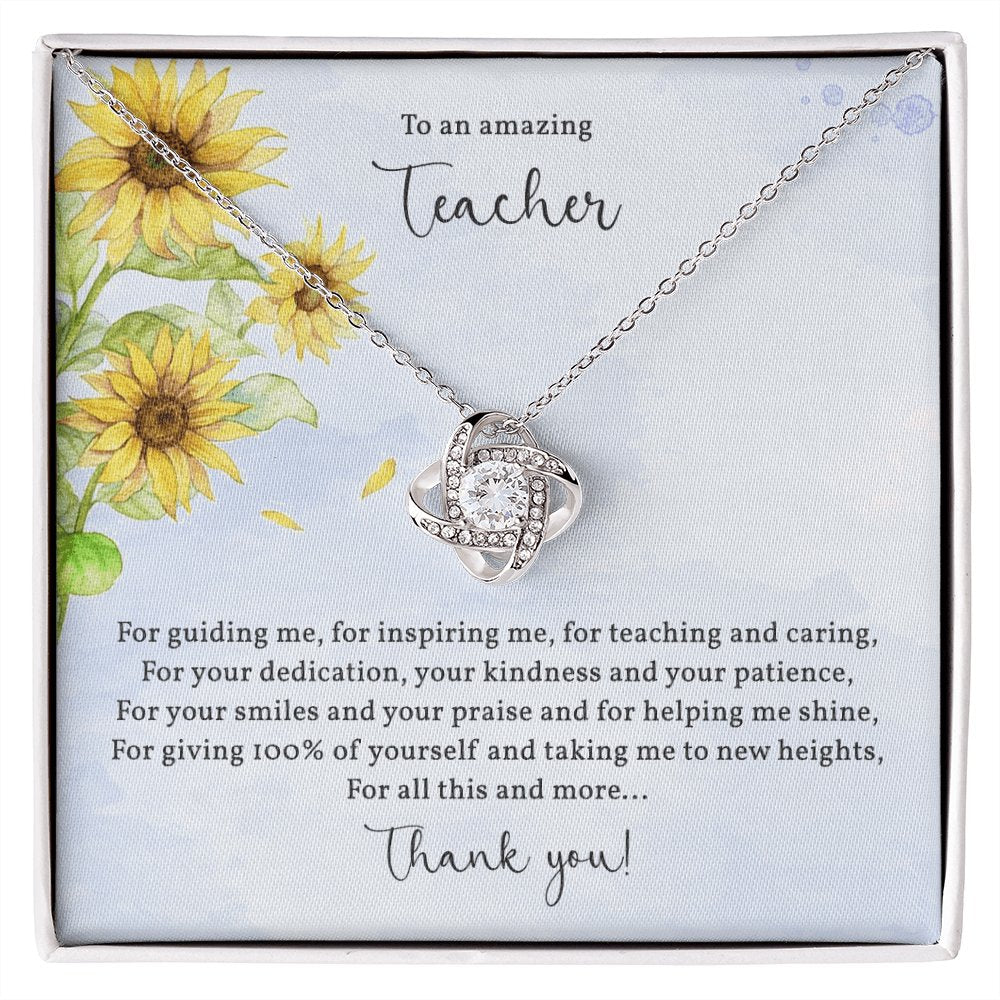 To An Amazing Teacher - Appreciation Gift For Teacher - Love Knot Necklace - Celeste Jewel