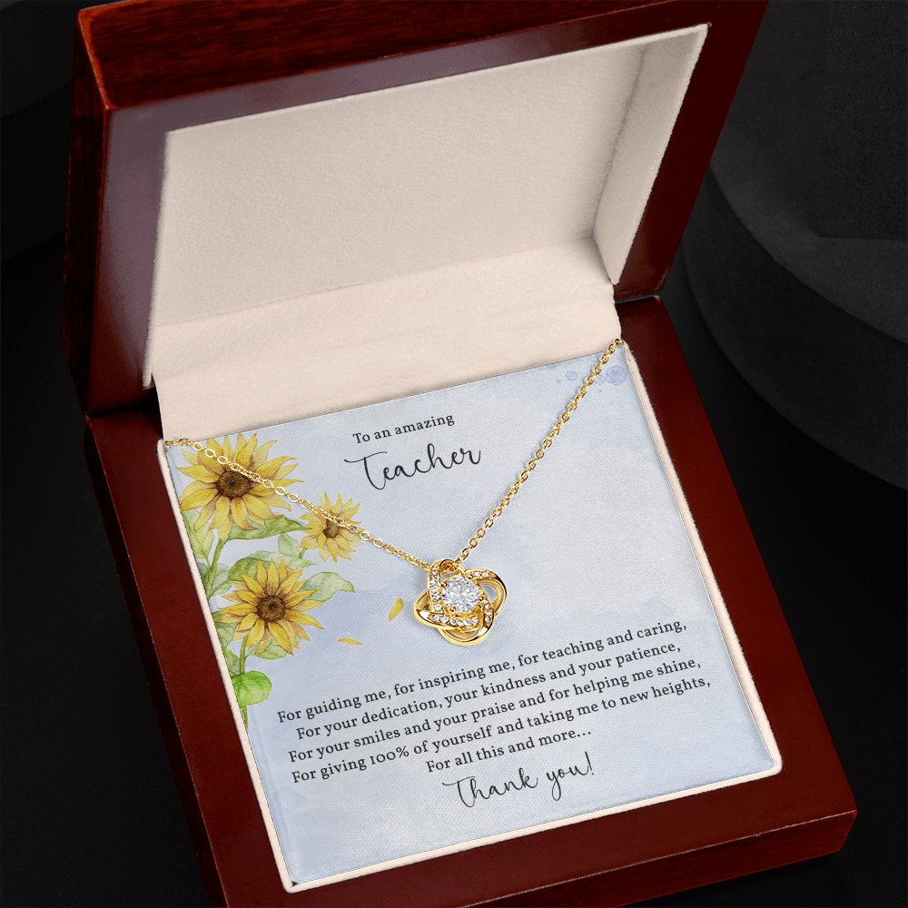 To An Amazing Teacher - Appreciation Gift For Teacher - Love Knot Necklace - Celeste Jewel