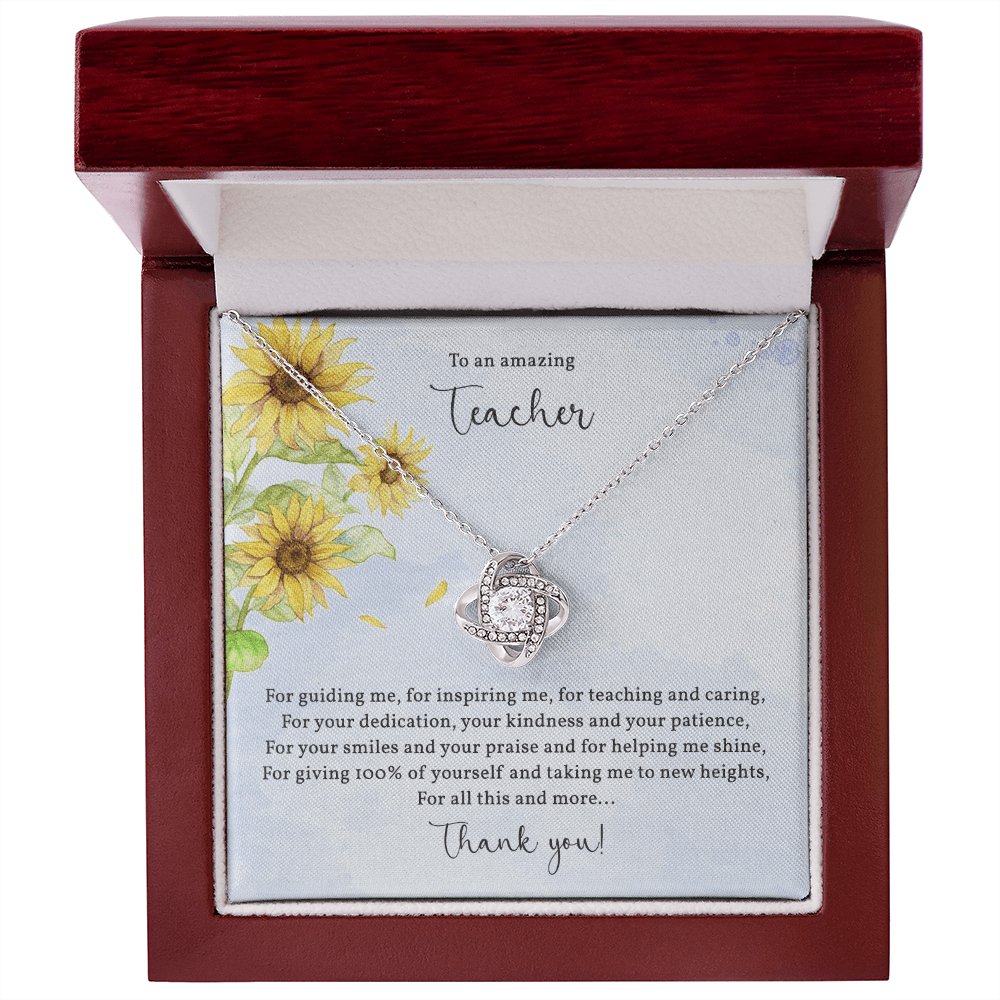 To An Amazing Teacher - Appreciation Gift For Teacher - Love Knot Necklace - Celeste Jewel