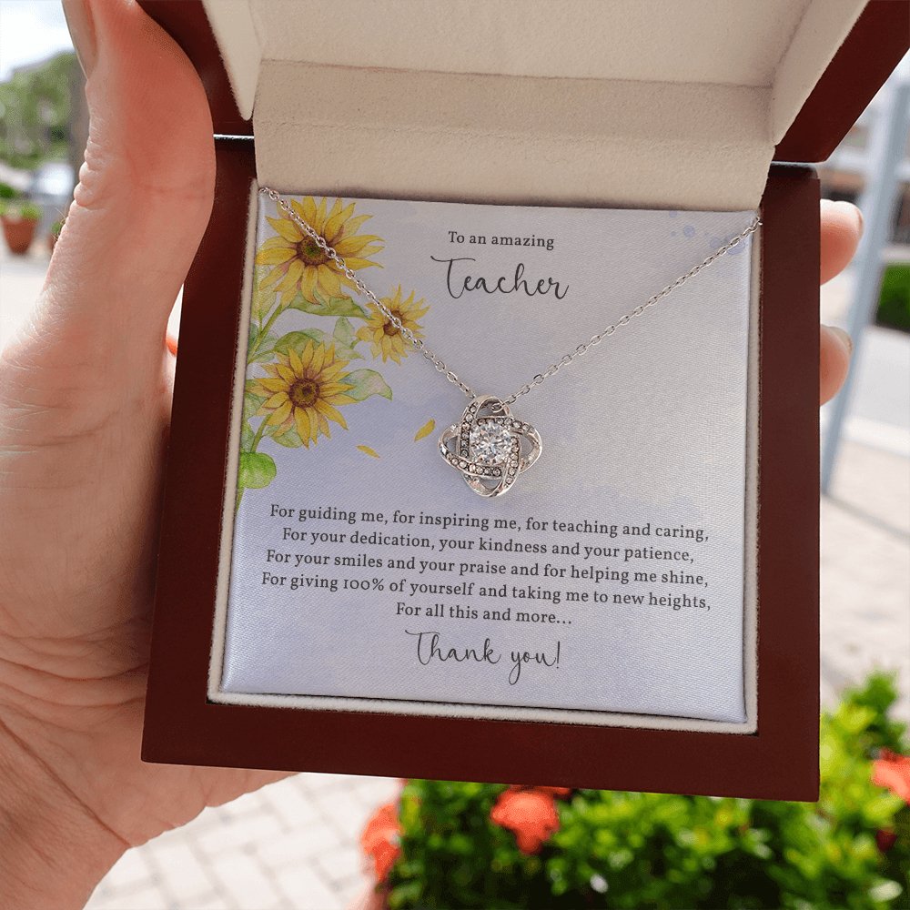 To An Amazing Teacher - Appreciation Gift For Teacher - Love Knot Necklace - Celeste Jewel