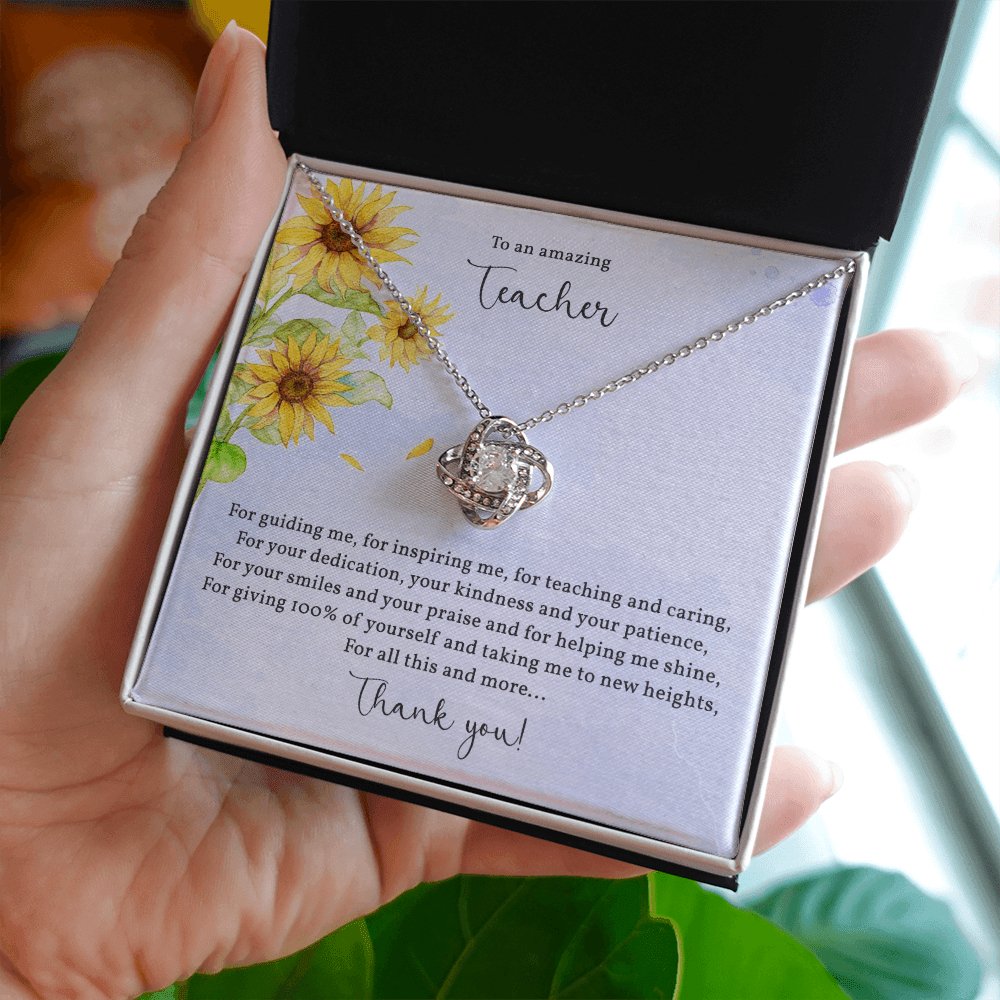 To An Amazing Teacher - Appreciation Gift For Teacher - Love Knot Necklace - Celeste Jewel