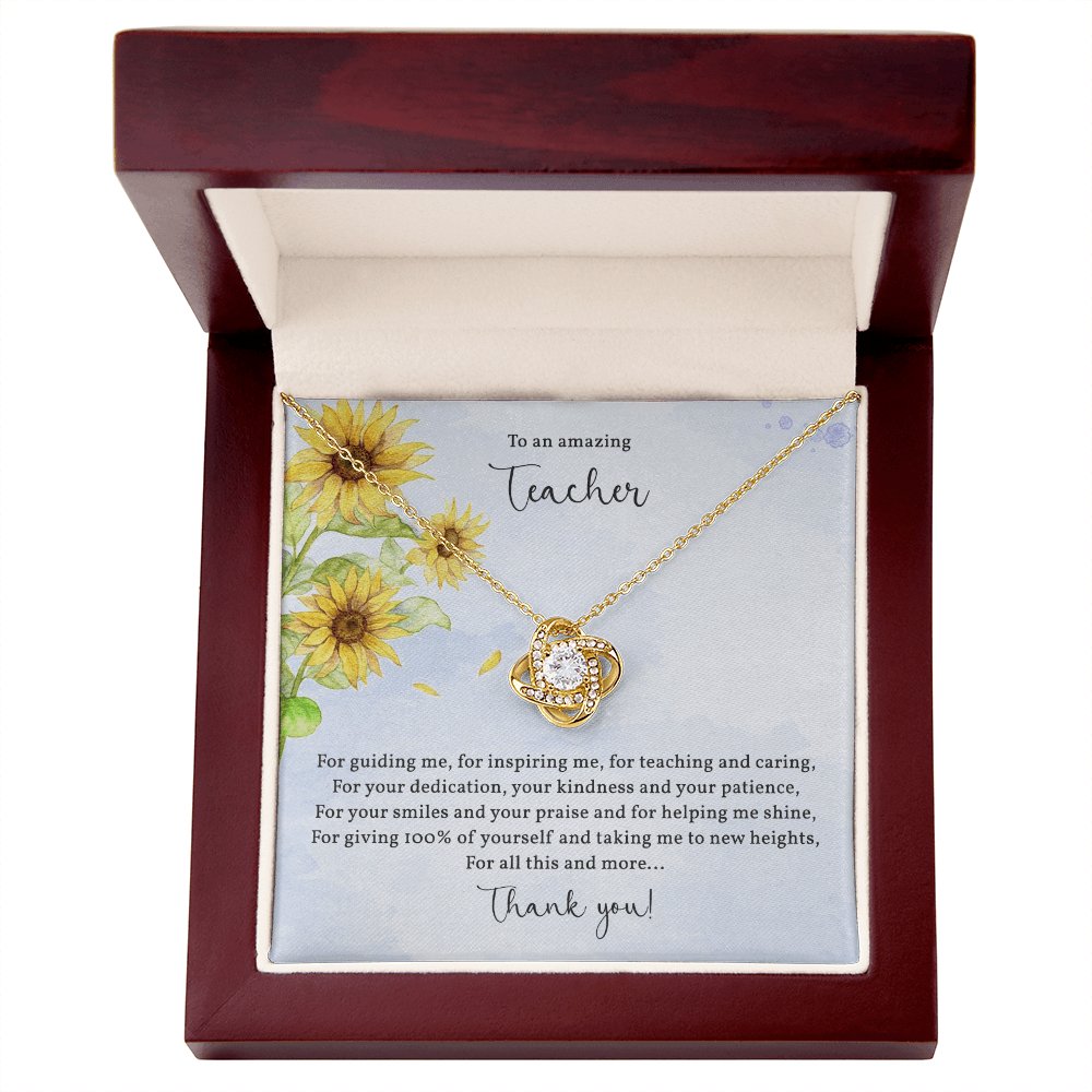 To An Amazing Teacher - Appreciation Gift For Teacher - Love Knot Necklace - Celeste Jewel