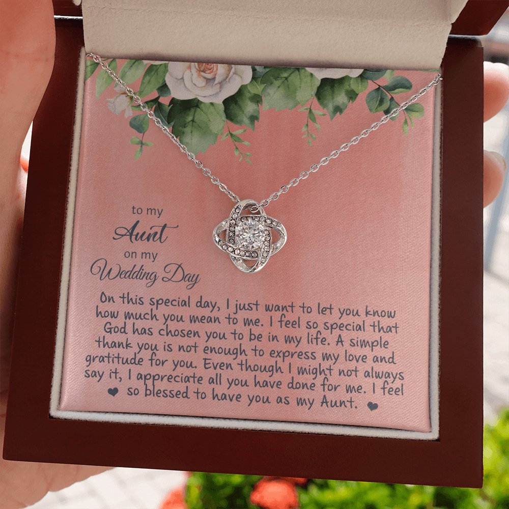 To My Aunt On My Wedding Day - Personalized Gift - Love Knot Necklace - Celeste Jewel