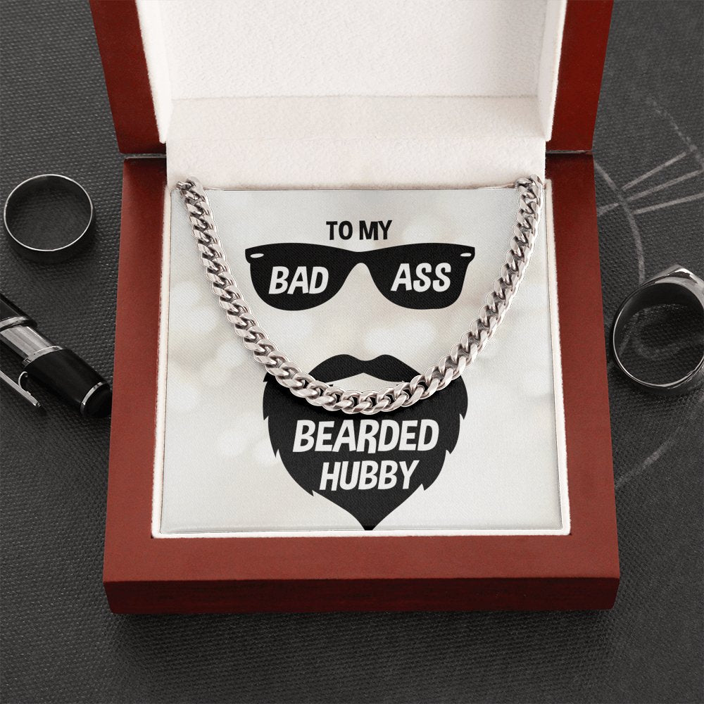 To My Badass Bearded Hubby - Cuban Link Chain Necklace - Celeste Jewel