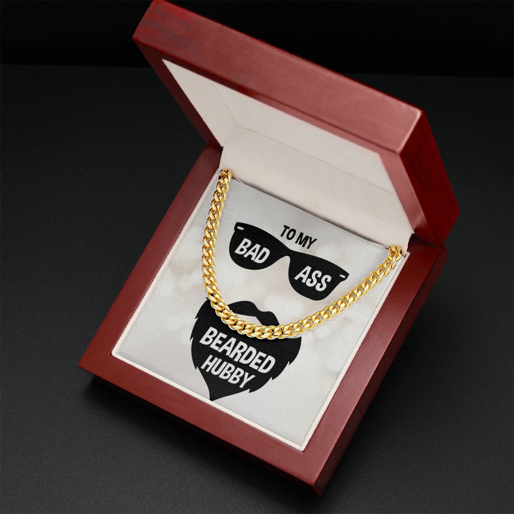 To My Badass Bearded Hubby - Cuban Link Chain Necklace - Celeste Jewel