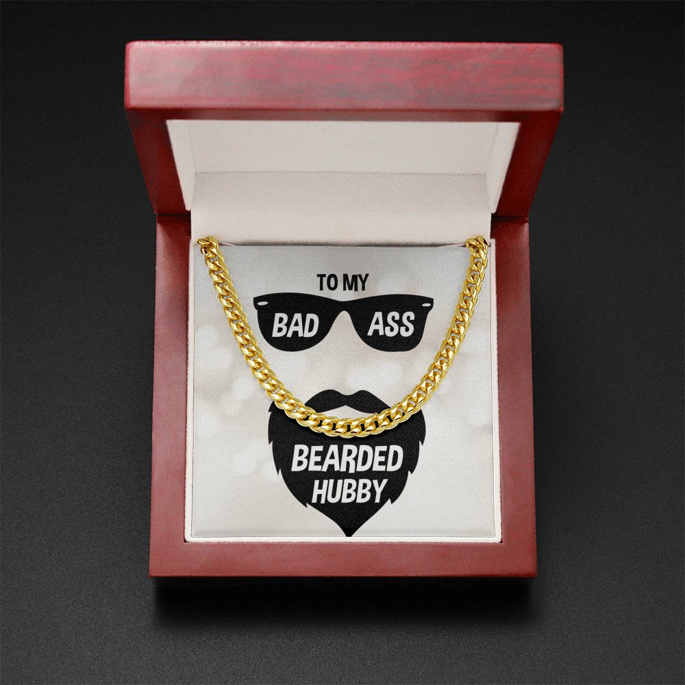 To My Badass Bearded Hubby - Cuban Link Chain Necklace - Celeste Jewel