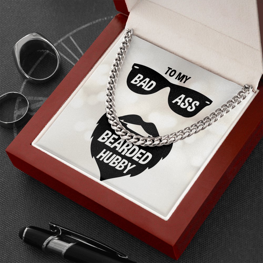 To My Badass Bearded Hubby - Cuban Link Chain Necklace - Celeste Jewel