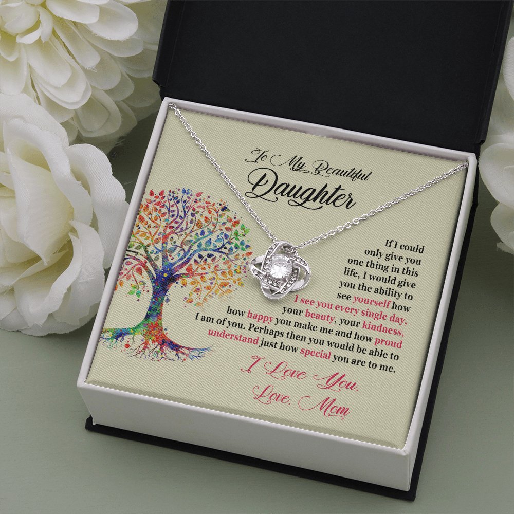 To My Beautiful Daughter - Ability To See Yourself - Love Knot Necklace - Celeste Jewel