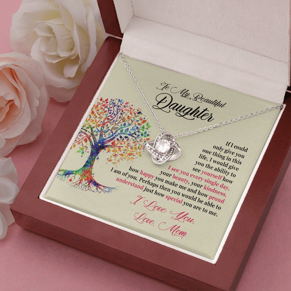 To My Beautiful Daughter - Ability To See Yourself - Love Knot Necklace - Celeste Jewel