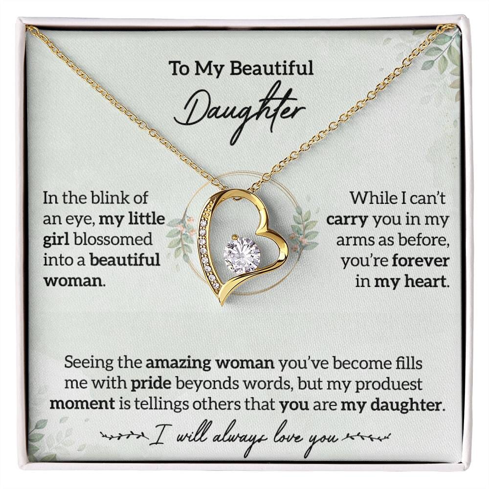 To My Beautiful Daughter - Forever In My Heart - Eternal Love Necklace - Celeste Jewel