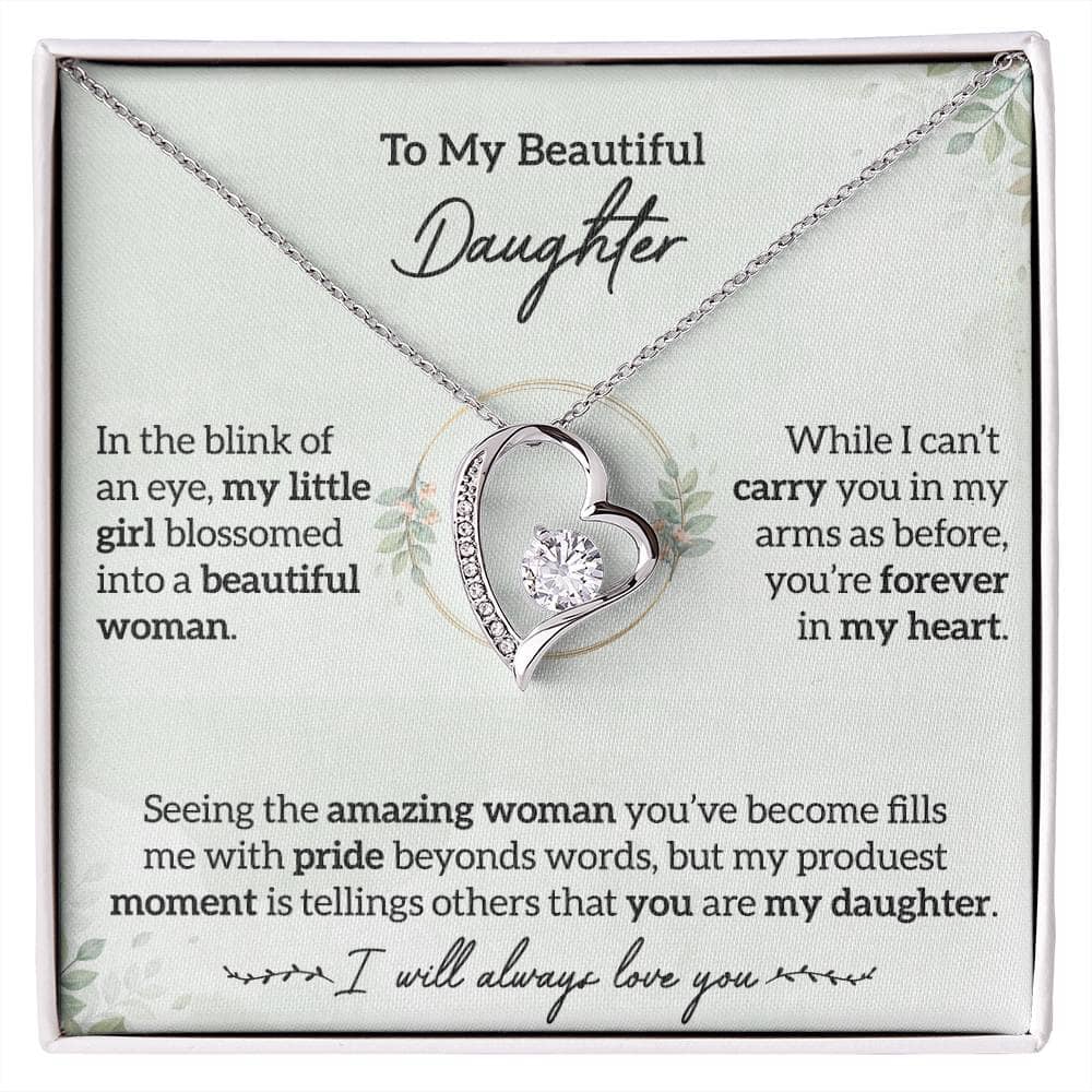 To My Beautiful Daughter - Forever In My Heart - Eternal Love Necklace - Celeste Jewel