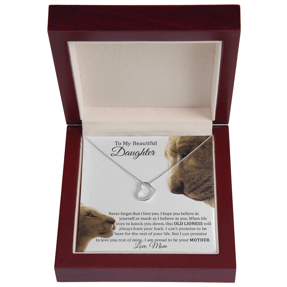To My Beautiful Daughter Gift - Proud To Be Your Mother - Dainty Heart Necklace - Celeste Jewel