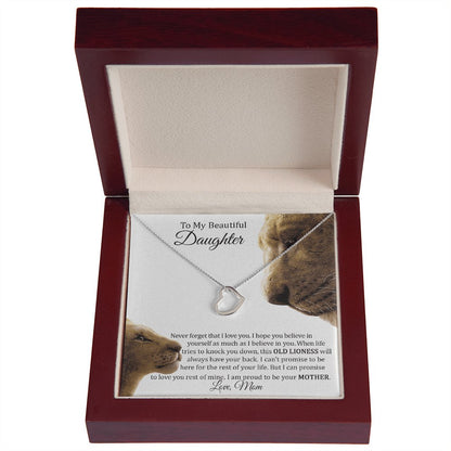 To My Beautiful Daughter Gift - Proud To Be Your Mother - Dainty Heart Necklace - Celeste Jewel