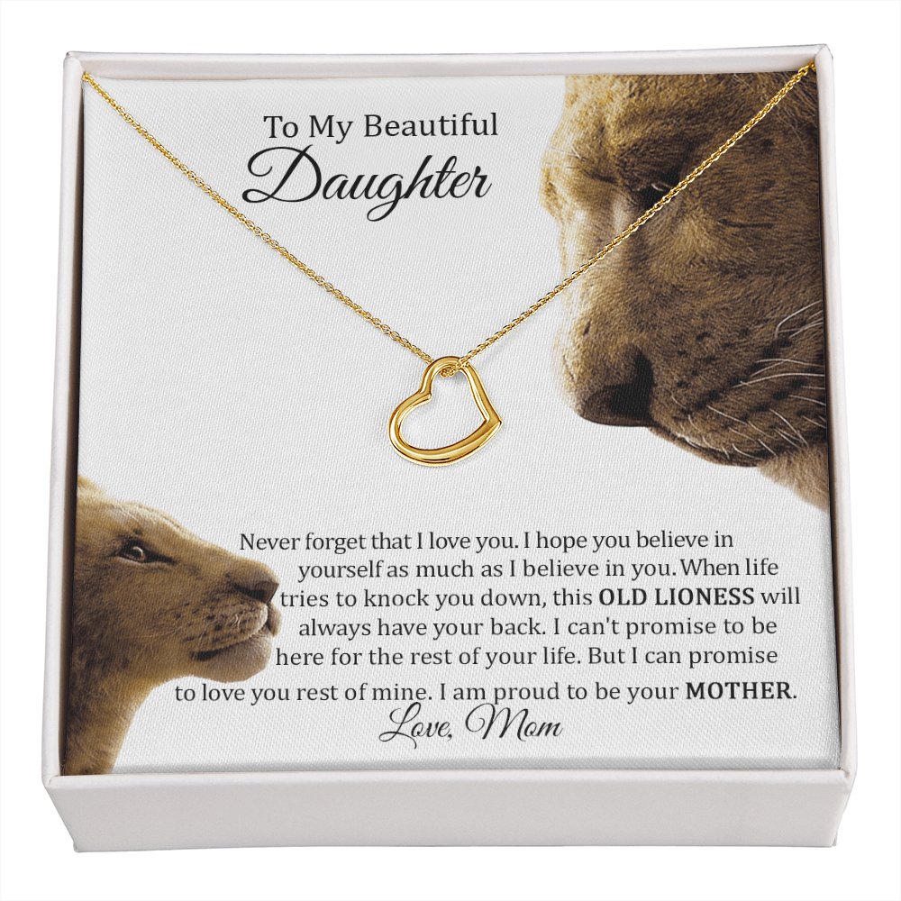 To My Beautiful Daughter Gift - Proud To Be Your Mother - Dainty Heart Necklace - Celeste Jewel