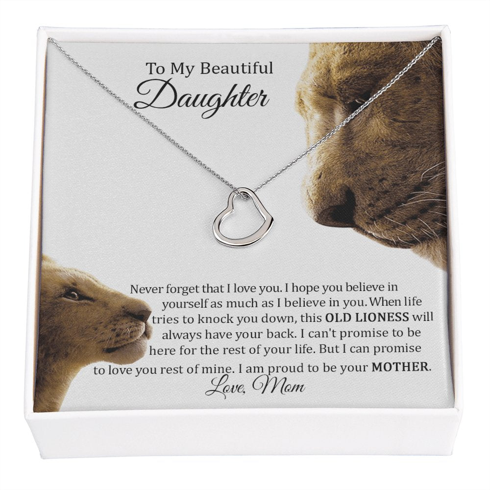 To My Beautiful Daughter Gift - Proud To Be Your Mother - Dainty Heart Necklace - Celeste Jewel