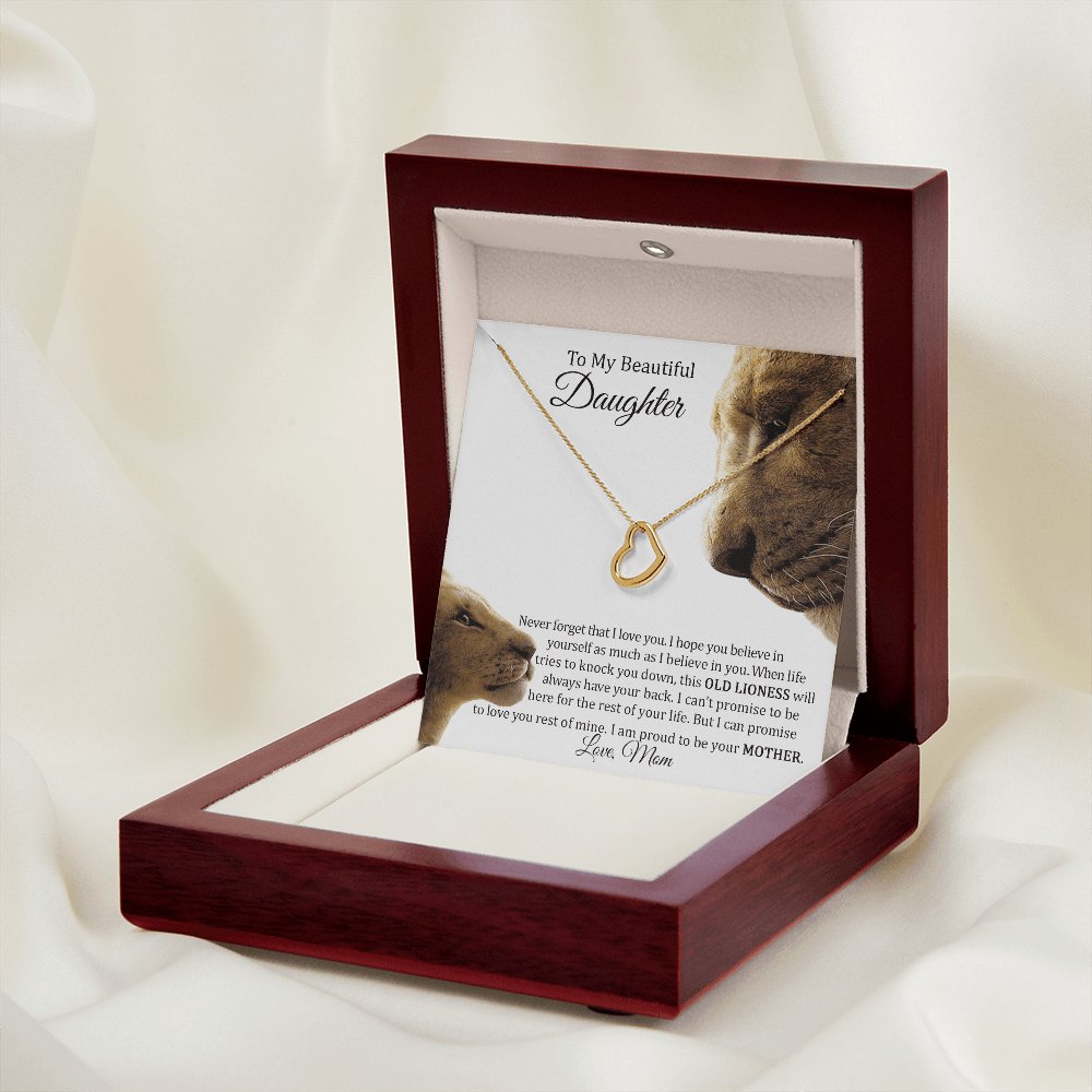 To My Beautiful Daughter Gift - Proud To Be Your Mother - Dainty Heart Necklace - Celeste Jewel