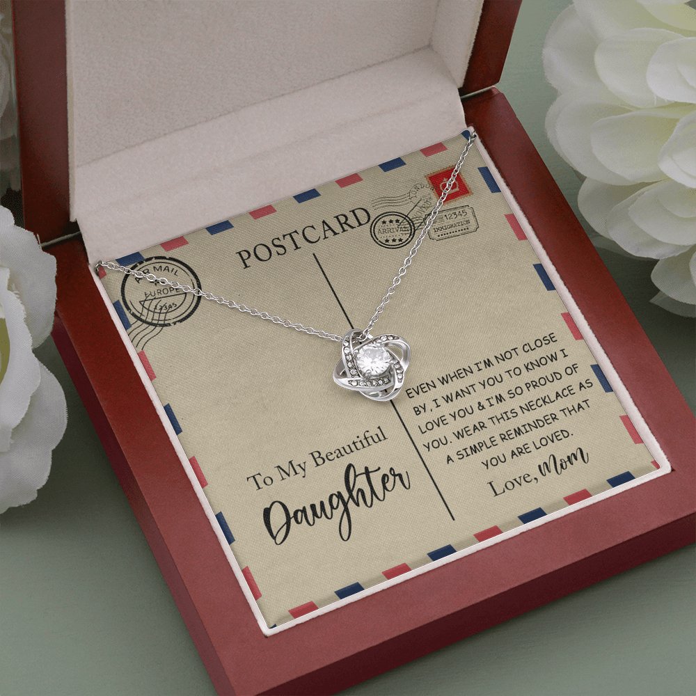 To My Beautiful Daughter - Postcard - Love Knot Necklace - Celeste Jewel