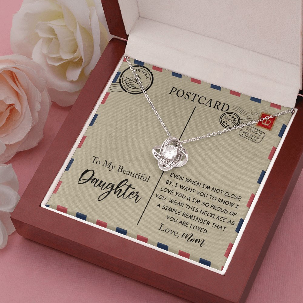 To My Beautiful Daughter - Postcard - Love Knot Necklace - Celeste Jewel