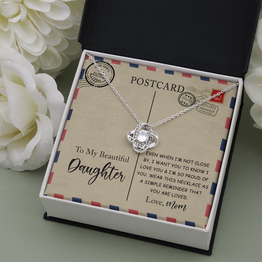 To My Beautiful Daughter - Postcard - Love Knot Necklace - Celeste Jewel