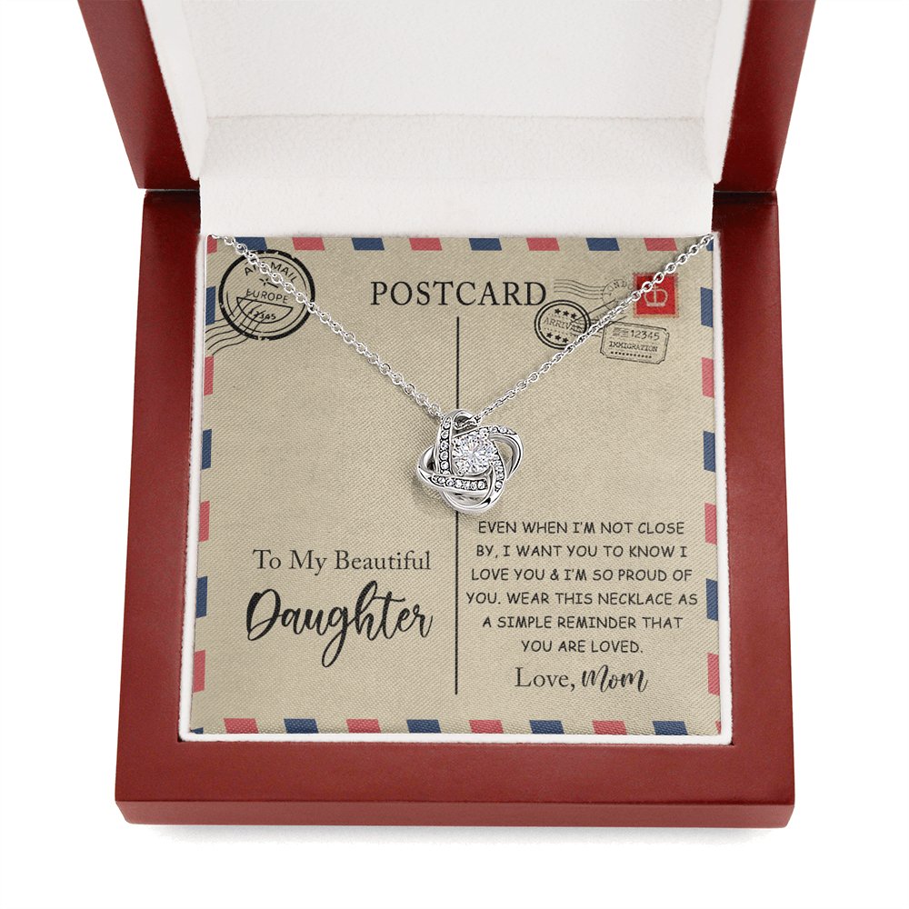 To My Beautiful Daughter - Postcard - Love Knot Necklace - Celeste Jewel