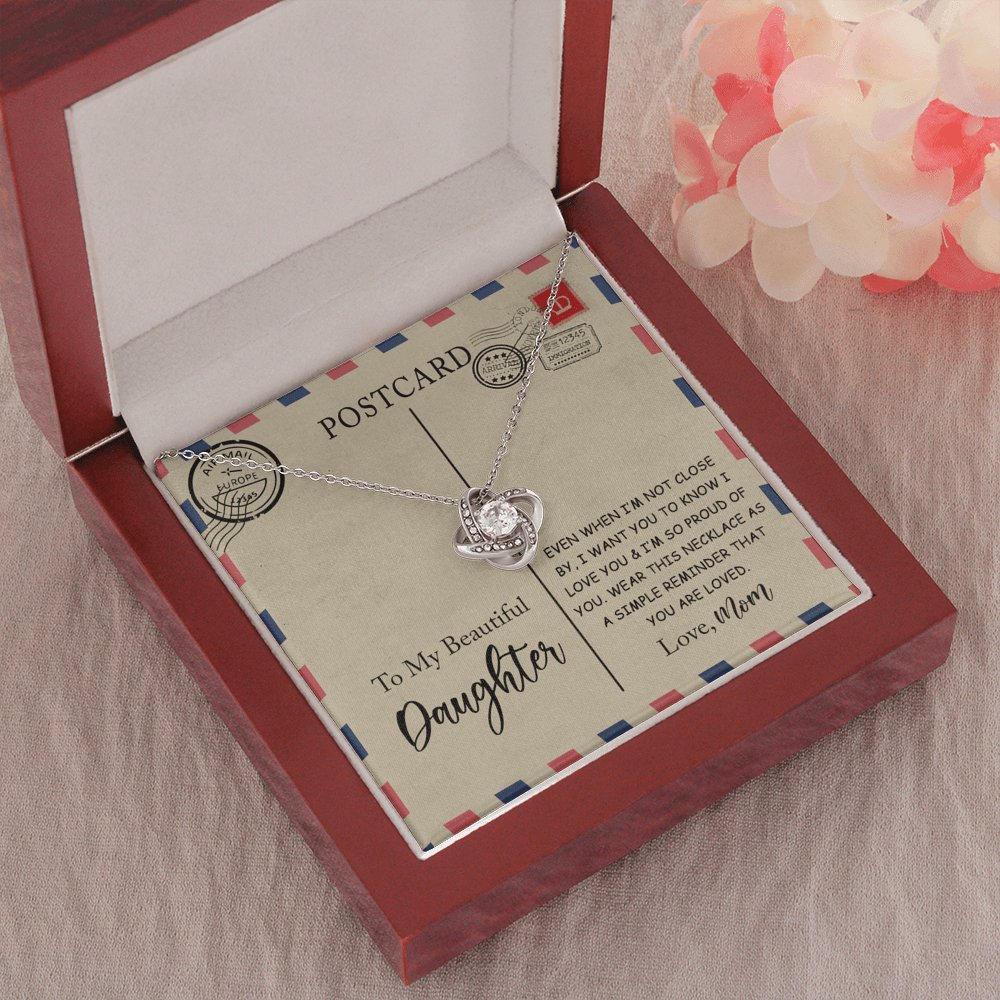To My Beautiful Daughter - Postcard - Love Knot Necklace - Celeste Jewel