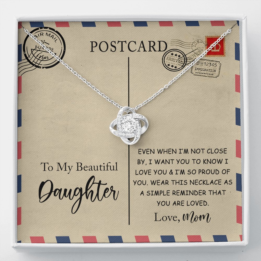 To My Beautiful Daughter - Postcard - Love Knot Necklace - Celeste Jewel