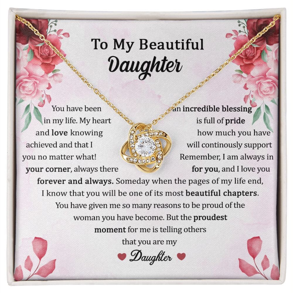 To My Beautiful Daughter - Proudest Moment - Love Knot Necklace - Celeste Jewel