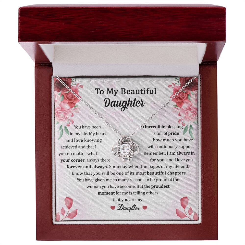 To My Beautiful Daughter - Proudest Moment - Love Knot Necklace - Celeste Jewel