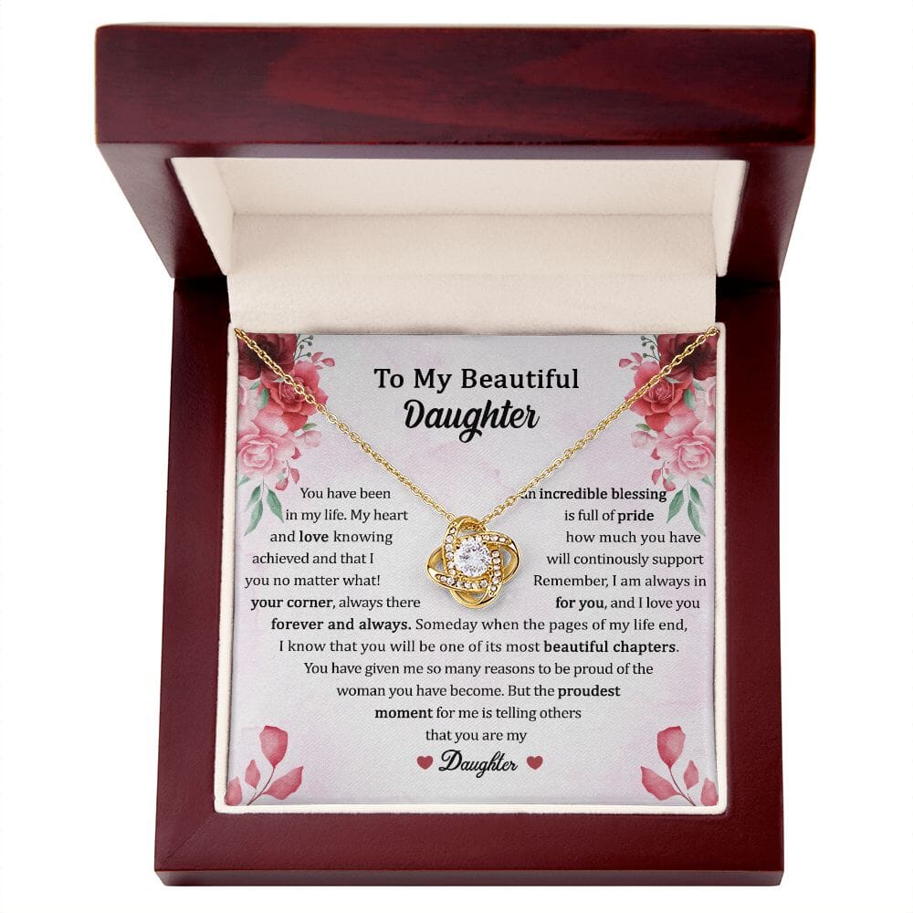 To My Beautiful Daughter - Proudest Moment - Love Knot Necklace - Celeste Jewel