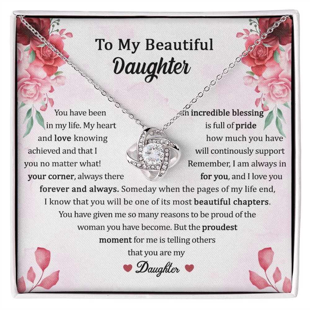 To My Beautiful Daughter - Proudest Moment - Love Knot Necklace - Celeste Jewel