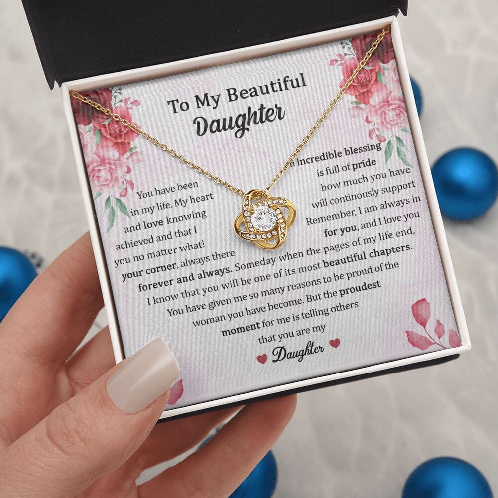 To My Beautiful Daughter - Proudest Moment - Love Knot Necklace - Celeste Jewel