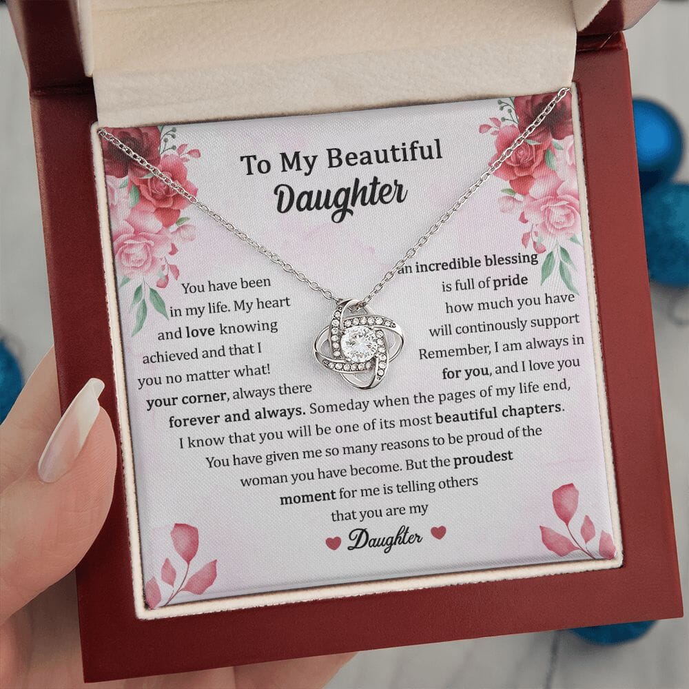 To My Beautiful Daughter - Proudest Moment - Love Knot Necklace - Celeste Jewel