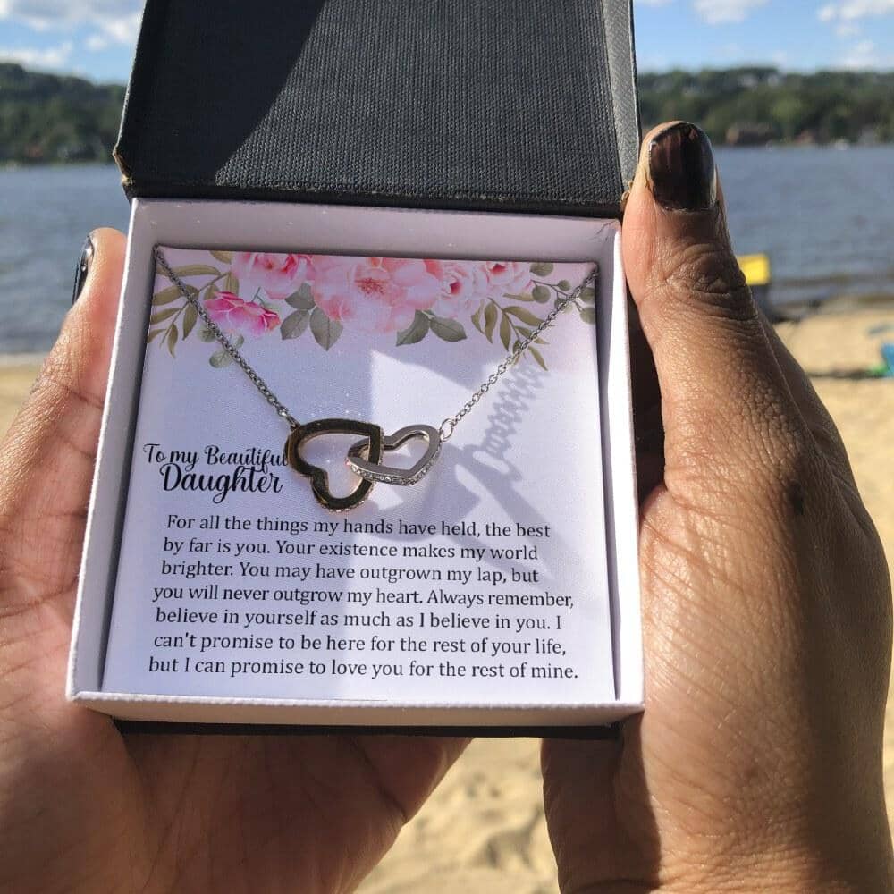 To My Beautiful Daughter - Your Existence - Interlocking Hearts Necklace - Celeste Jewel