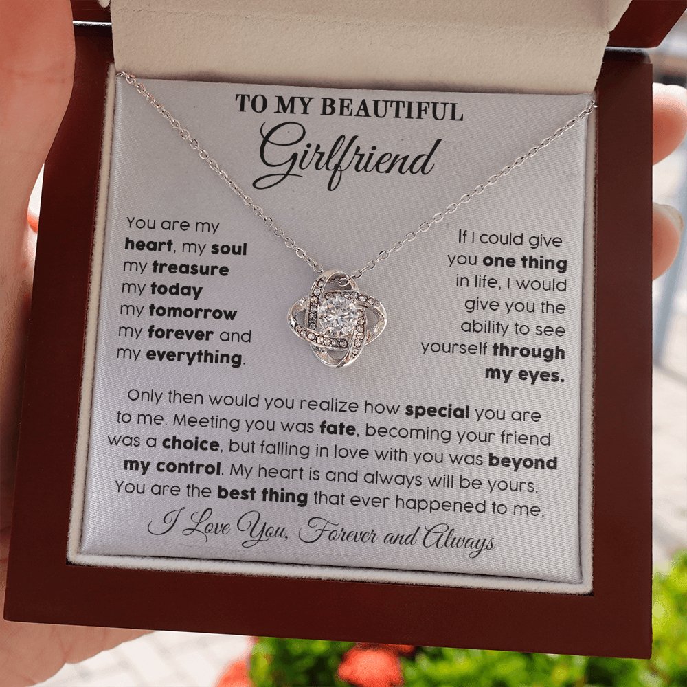 To My Beautiful Girlfriend - My Everything - Love Knot Necklace - Celeste Jewel