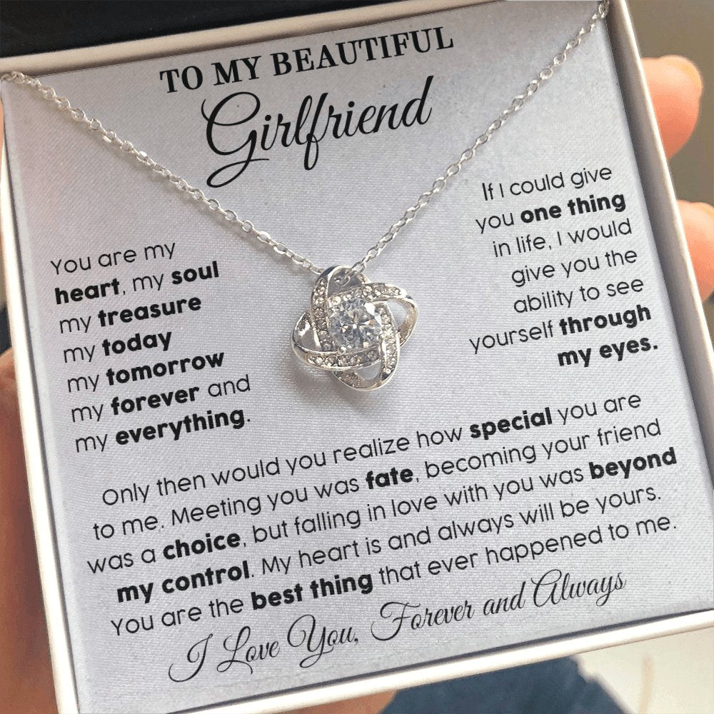 To My Beautiful Girlfriend - My Everything - Love Knot Necklace - Celeste Jewel