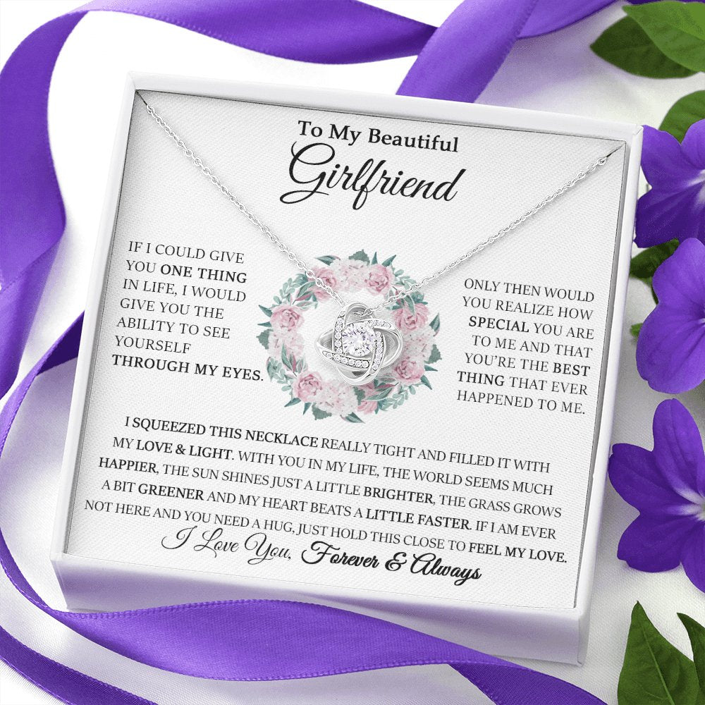 To My Beautiful Girlfriend - Through My Eyes - Love Knot Necklace - Celeste Jewel