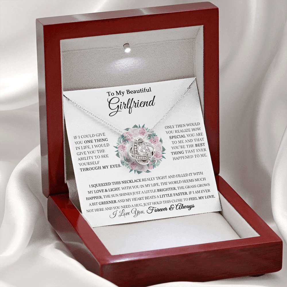 To My Beautiful Girlfriend - Through My Eyes - Love Knot Necklace - Celeste Jewel