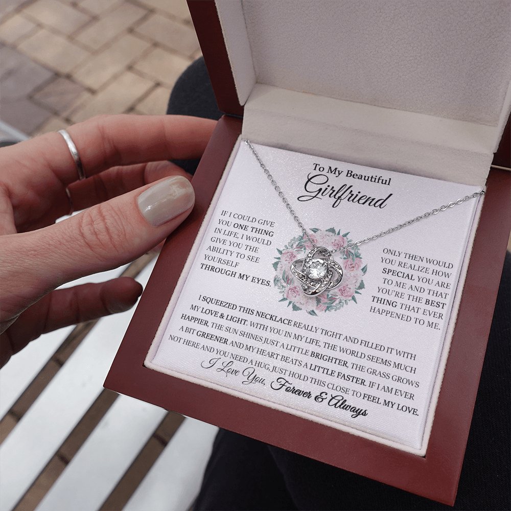 To My Beautiful Girlfriend - Through My Eyes - Love Knot Necklace - Celeste Jewel