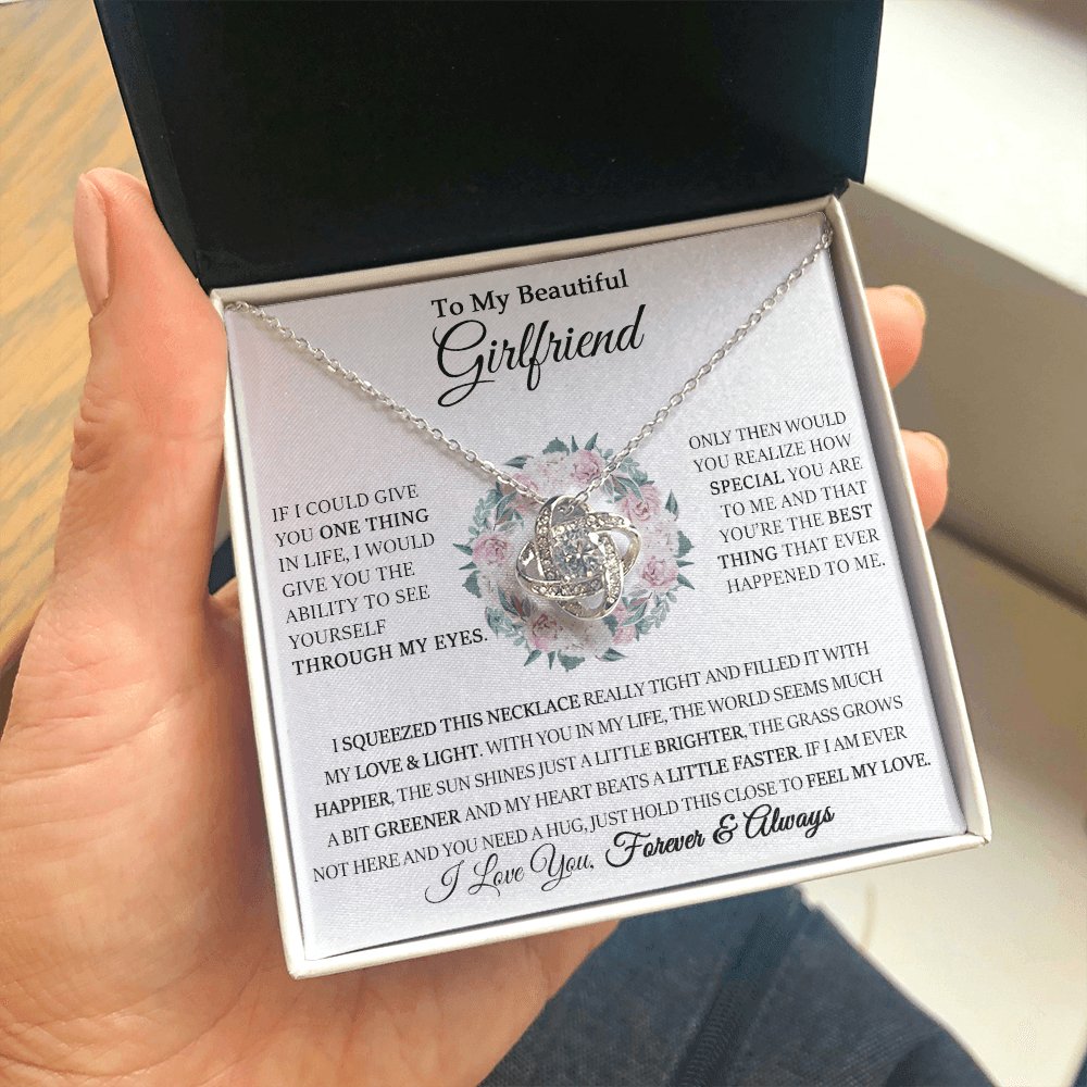 To My Beautiful Girlfriend - Through My Eyes - Love Knot Necklace - Celeste Jewel